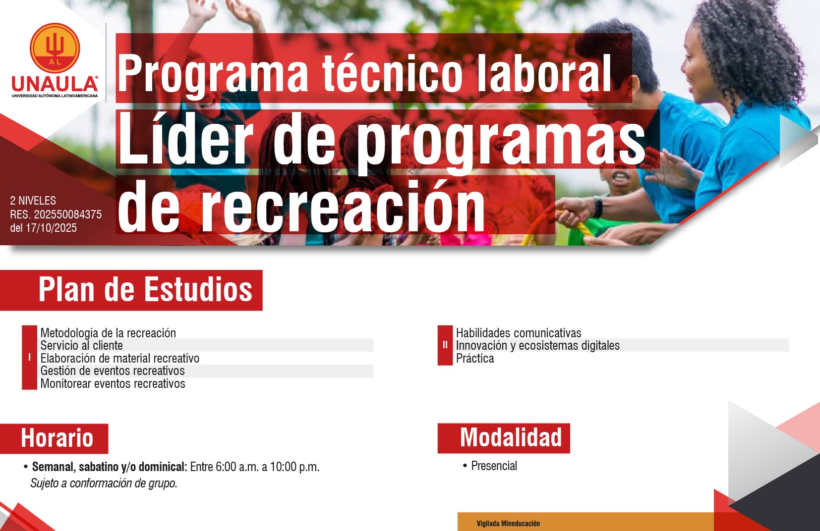 Plan de Estudios Técnica Líder de programas de recreación