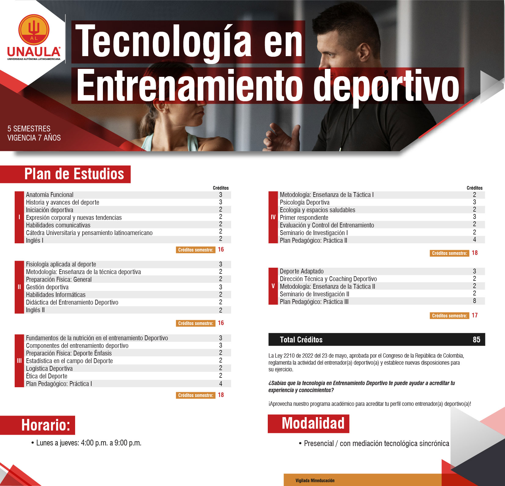Plan de Estudios Tecnología en Entrenamiento Deportivo