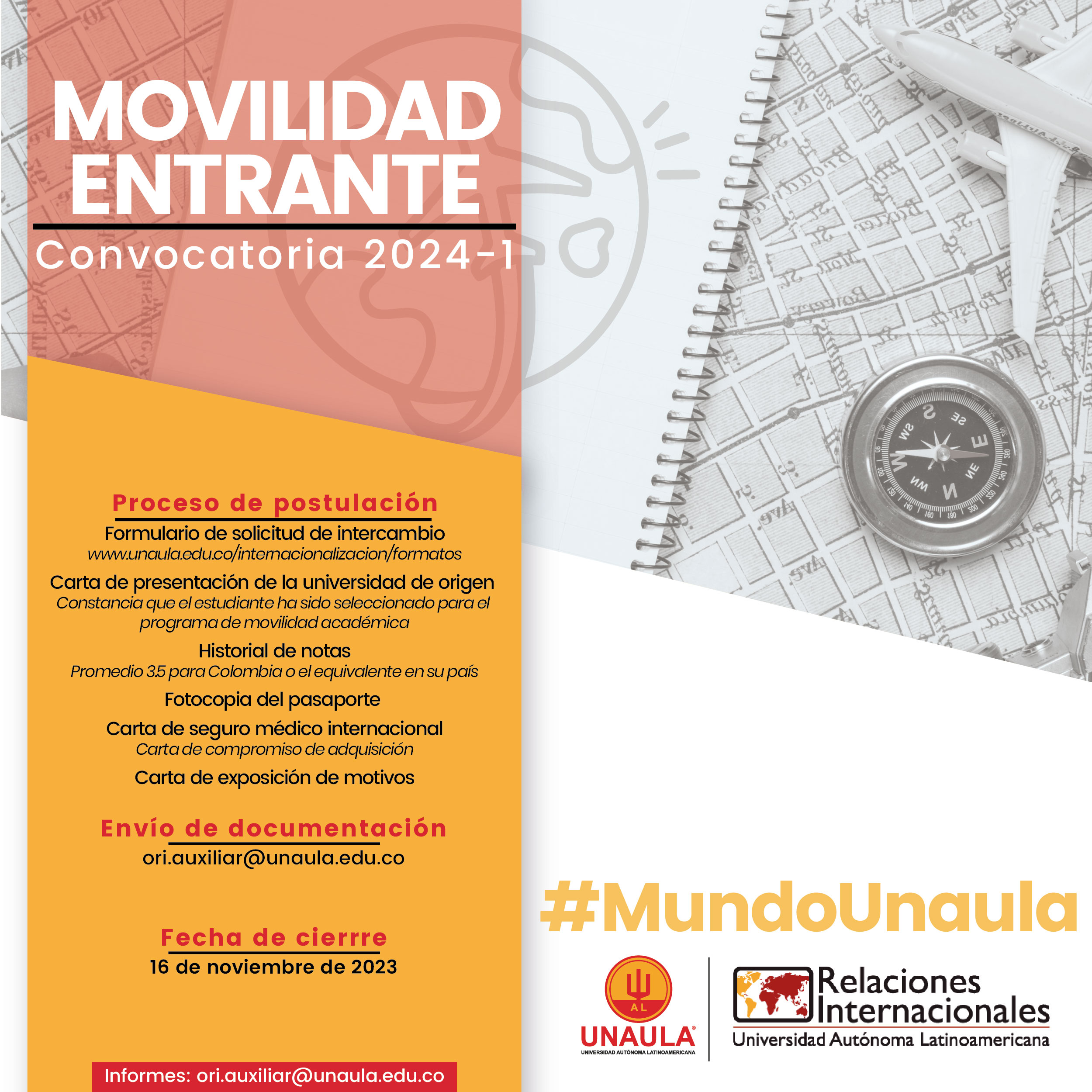 Convocatoria movilidad entrante 2024-1