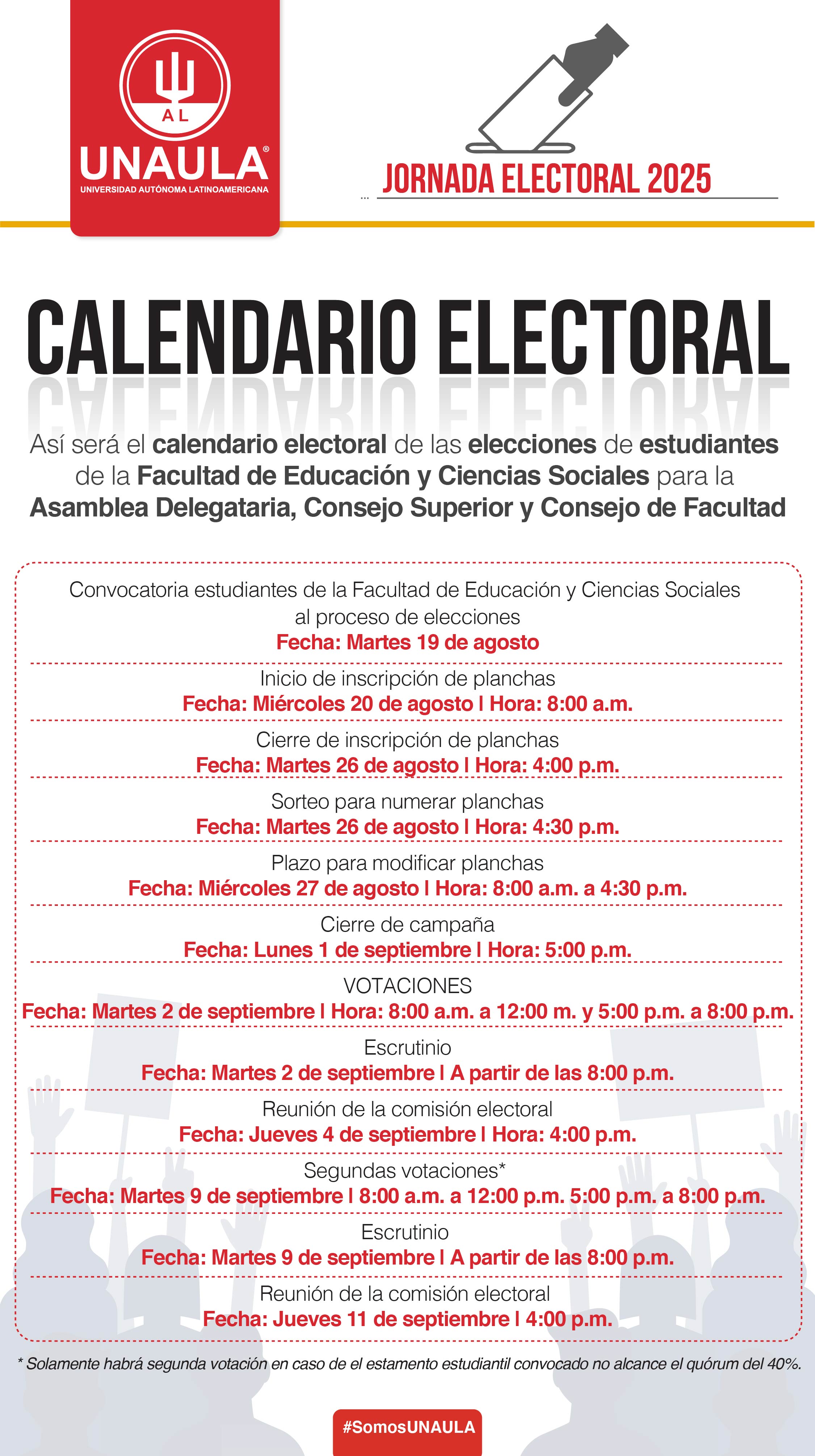 Calendario Electoral Facultad Educación